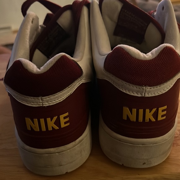 Nike size 13 white burgundy, and yellow shoes - Picture 2 of 3